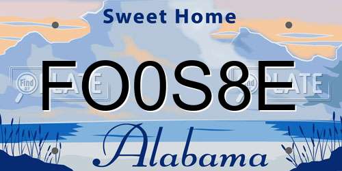 FO0S8E Alabama License Plate