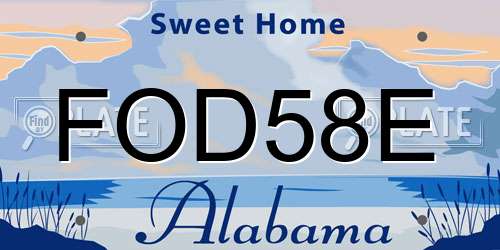 FOD58E Alabama License Plate