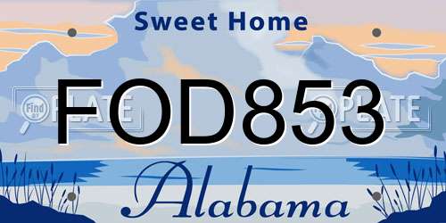 FOD853 Alabama License Plate
