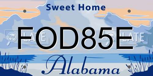 FOD85E Alabama License Plate
