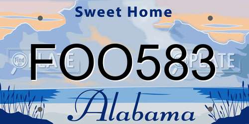 FOO583 Alabama License Plate