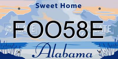 FOO58E Alabama License Plate