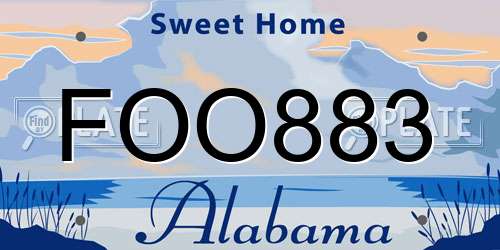 FOO883 Alabama License Plate