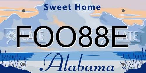 FOO88E Alabama License Plate