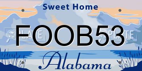 FOOB53 Alabama License Plate