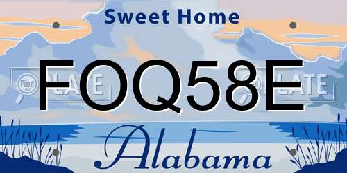 FOQ58E Alabama License Plate