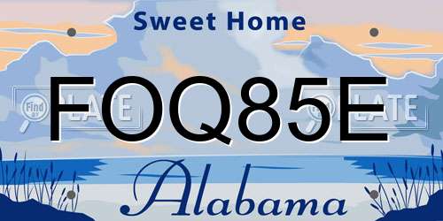 FOQ85E Alabama License Plate