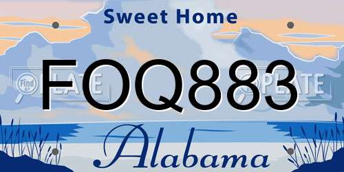 FOQ883 Alabama License Plate