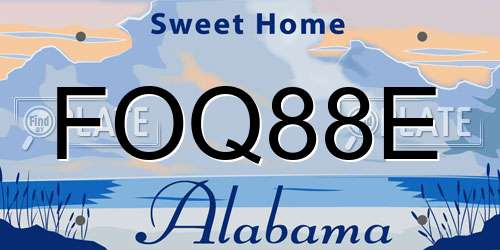 FOQ88E Alabama License Plate