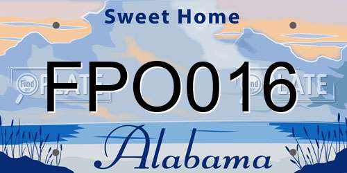FPO016 Alabama License Plate