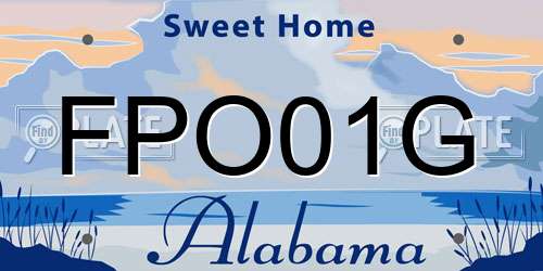 FPO01G Alabama License Plate