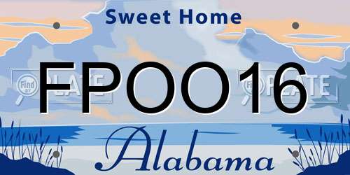 FPOO16 Alabama License Plate
