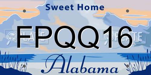 FPQQ16 Alabama License Plate