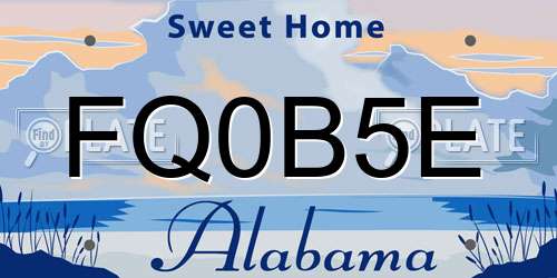 FQ0B5E Alabama License Plate