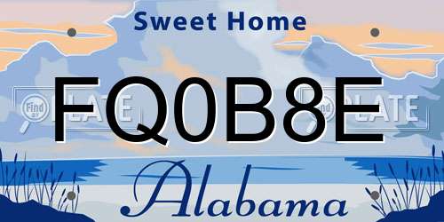 FQ0B8E Alabama License Plate