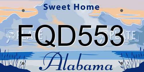 FQD553 Alabama License Plate
