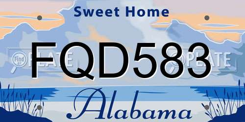 FQD583 Alabama License Plate