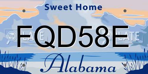 FQD58E Alabama License Plate