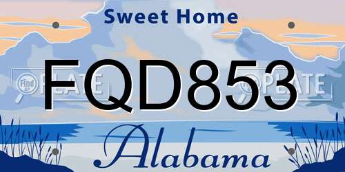 FQD853 Alabama License Plate