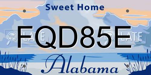 FQD85E Alabama License Plate
