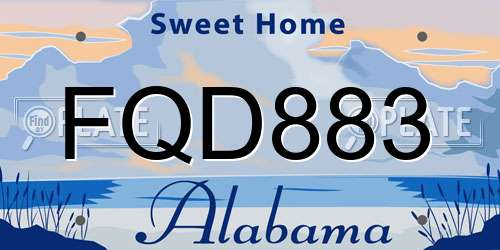 FQD883 Alabama License Plate