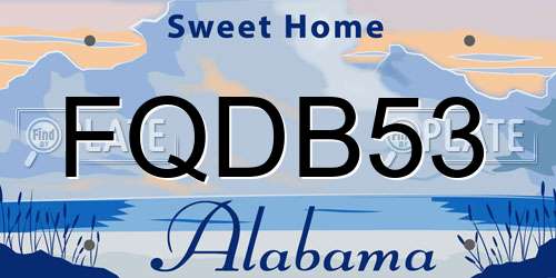FQDB53 Alabama License Plate