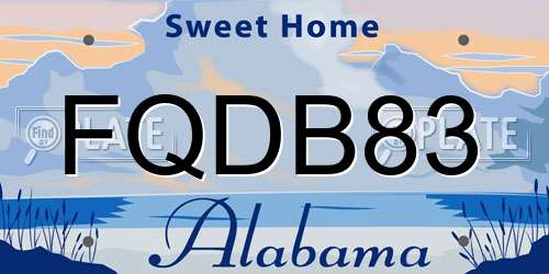 FQDB83 Alabama License Plate