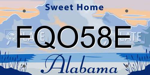 FQO58E Alabama License Plate
