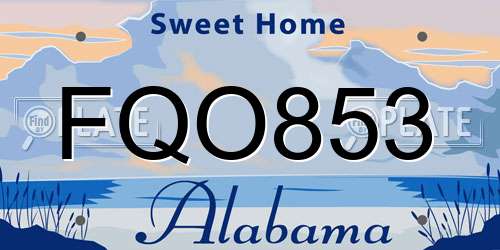 FQO853 Alabama License Plate