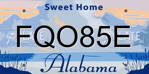 FQO85E Alabama License Plate
