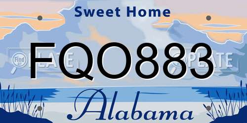 FQO883 Alabama License Plate