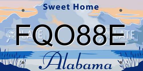 FQO88E Alabama License Plate