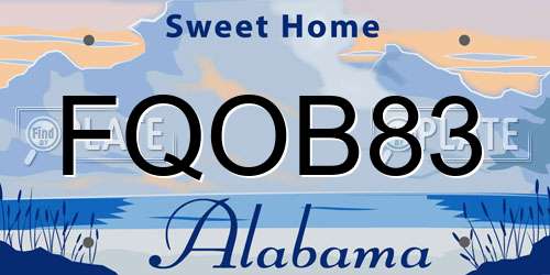 FQOB83 Alabama License Plate