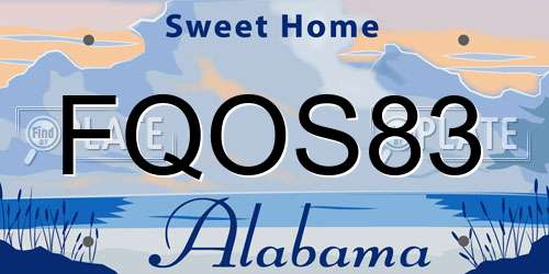 FQOS83 Alabama License Plate
