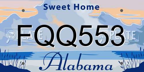 FQQ553 Alabama License Plate
