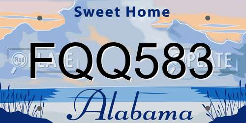 FQQ583 Alabama License Plate