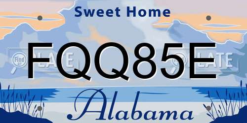 FQQ85E Alabama License Plate