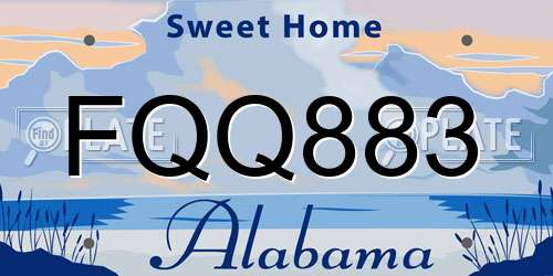 FQQ883 Alabama License Plate