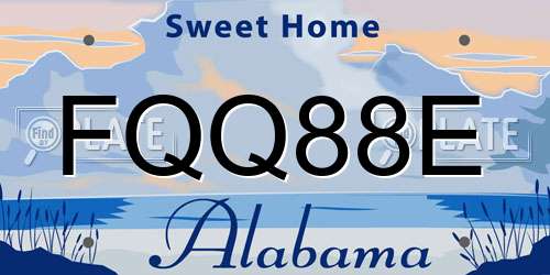 FQQ88E Alabama License Plate