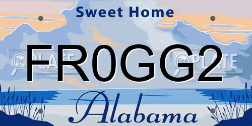 FR0GG2 Alabama License Plate