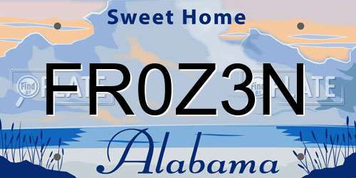 FR0Z3N Alabama License Plate