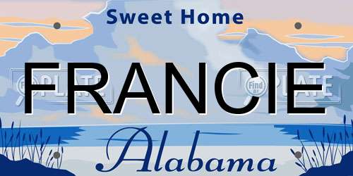 FRANCIE Alabama License Plate