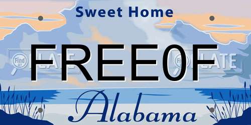 FREE0F Alabama License Plate