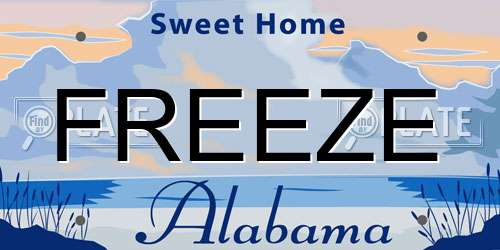 FREEZE Alabama License Plate
