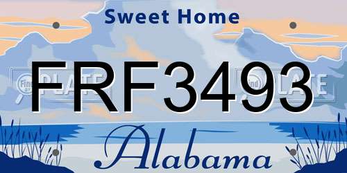 FRF3493 Alabama License Plate