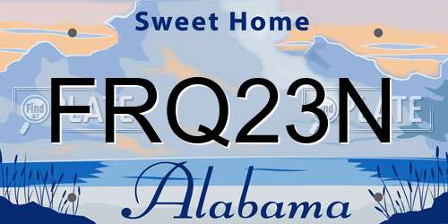 FRQ23N Alabama License Plate