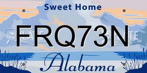 FRQ73N Alabama License Plate