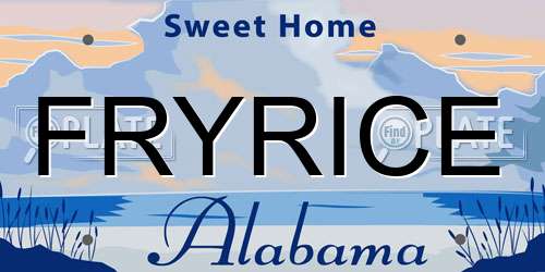 FRYRICE Alabama License Plate