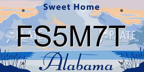 FS5M7T Alabama License Plate