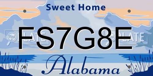 FS7G8E Alabama License Plate